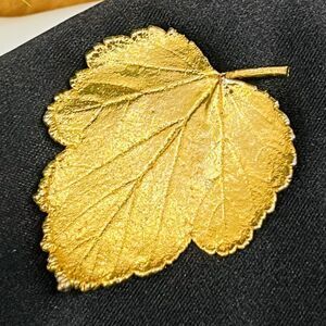 24K Gold Dipped Genuine Leaf Brooch Pendant Nature Jewelry Rocky Mountains  1307